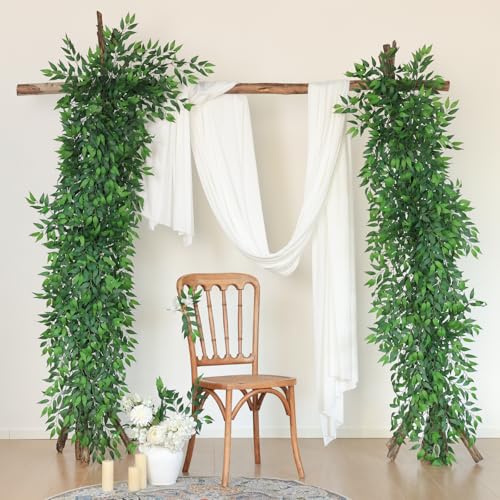 mizii 24pcs Italian Ruscus Artificial Greenery Stems Silk Green Leaves 20in Fake Spray Plants Stem Garland Greenery Decoration for Centerpieces Wedding Arch Flower Bouquet Table Room Wall Decor (24)