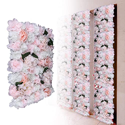 DNYSYSJ Flower Wall 6PCS 23.62" x 15.75" x 0.79" Lifelike Champagne Hydrangea Artificial Rose Flowers Panel Silk Fabric Wall Mat for Garden Patio Wedding Stage Indoor Outdoor Decor - color: Gradient Pink, size: 6 pieces