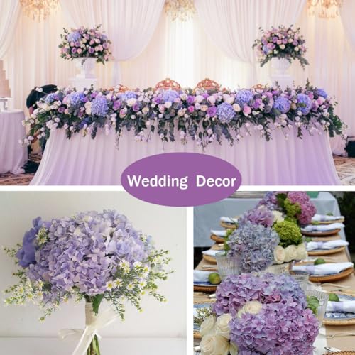 Hydrangea Artificial Flowers, 20 Pcs Purple Hydrangea Artificial Flowers Bulk, Faux Hydrangea Flowers for Outdoor, Fake Silk Hydrangea Flowers with Stems for Wedding Decoration Decor - color: Purple, size: 20 Pcs