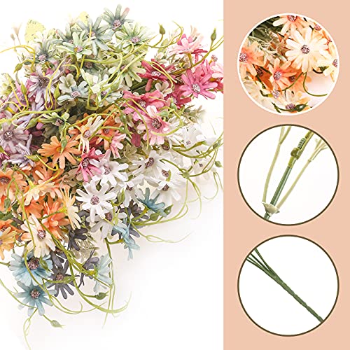 Artificial Flowers Wildflowers Silk Daisy Spring Fake Daisies Decoration Summer UV Resistant Colorful Mixed Bundles Faux Greenery Outdoor Plant Stem Filler for Home Decor Indoor Floral Arrangements - color: Multi Color