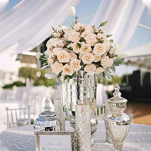 Artificial Peonies Silk Flowers, Beige Faux Peony Bouquet 4 Bundles Florals Arrangements Decor for Farmhouse Home Boho Wedding Table Centerpiece, Fake Plastic Flowers Bulk for Vase Decoration (Beige) - color: Beige, size: 4PCS