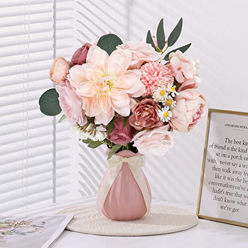 AmyHomie Pink Artificial Flowers Combo Silk Mix Peony Rose Hydrangea Daisy Fake Flowers w/Stem for DIY Wedding Bouquets Centerpieces Arrangements Table Decor Party Bridal Baby Shower Home Decor - color: Blush