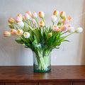 Artificial Tulips Flowers,Soft Touch Latex Bouquet, Fake Tulips,Spring Wedding Home Room Table Centerpiece Decor - color: 40pcs Champagne Set(no Vase)