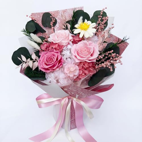 Forever Flower Gifts for Her: Romantic Flowers for Graduation-Daughter Girlfriend Wife Mom Grandma-Preserved Rose Bouquets-Flowers for Delivery Prime on Birthday Anniversary Valentines (pink) - color: Pink1