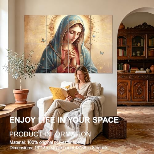 Mollywell Art Acoustic Panels, 48x32 in, Our Lady of the Rosary | Self-Adhesive, Reduces Echo, Sound Absorbing, Modern Art Wall Decor, Living Room, Studio, Bedroom, Office - color: Our Lady of the Rosary, size: 8 Pack Art