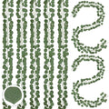 Sggvecsy 8Pcs Artificial Eucalyptus Garland Greenery Leaves Silk Vines Silver Dollar Leaves Faux Leaf Plants for Wedding Wall Table Party Home Fireplace Bedroom Decor - size: 8pcs