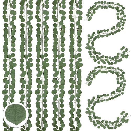 Sggvecsy 16Pcs Artificial Eucalyptus Garland Greenery Leaves Silk Vines Silver Dollar Leaves Faux Leaf Plants for Wedding Wall Table Party Home Fireplace Bedroom Decor - size: 16pcs