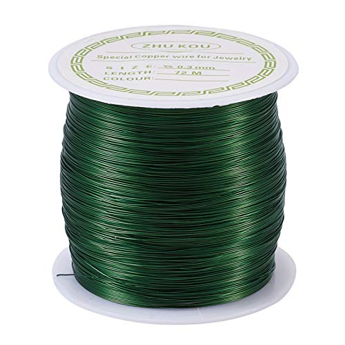 Pandahall 236 Feet Tarnish Resistant Copper Wire 28 Gauge Green Metal Wires Jewelry Beading Craft Wire for Jewelry Making (Green)