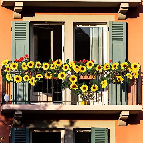 Uieke 3 Pack Artificial Sunflower Garland, 7.5ft/Strand Silk Sunflowers Hanging Vines Flowers with Green Leaves for Room Kitchen Garden Birthday Wedding Baby Shower Party Table Decor Large - size: Large