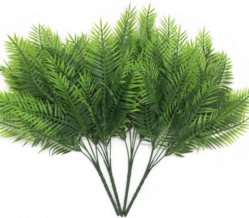 Artificial Ferns Plants, Fake Plastic Fern Leaves Shrubs Faux Plant Bushes for Outdoor Indoor Greenery Grass Home Garden Decor UV Resistant Table Arrangements DIY Decoration Planting Filler - 4 Pack - color: Persian Leaves / 4 Pack