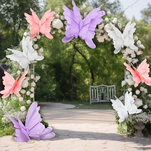 3 Pcs 3D Large Hanging Butterfly Decorations Large Butterfly Birthday Party Decorations 3D Crepe Paper Decoration for Wedding Party Birthday Baby Shower Garden(Purple, Pink, White,7inch,11inch) - color: Purple, Pink, White, size: 7Inch，11inch