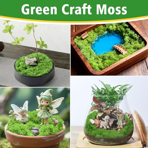 Halatool Preserved Moss for Crafts, Green Reindeer Moss for DIY Decorating Art Potted Fairy Garden Accessories Table Centerpieces Wedding Christmas Fairy Party Decor(1.1 LB)