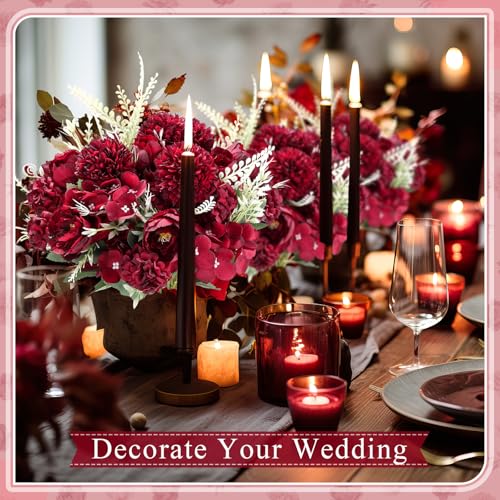 Lyrow 8 Pcs Peony Artificial Flowers Fake Silk Hydrangea Bouquet Elegant Peony Flowers for Wedding Decoration Faux Realistic Floral for Home Party Table Centerpieces Arrangement (Claret) - color: Claret