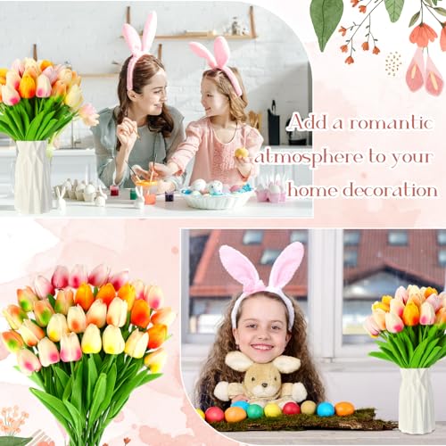 Lyrow 30 Pcs Tulips Artificial Bouquet Flowers Faux Tulips for Home Kitchen Wedding Decorations,Gift Idea for Easter Decor Mother's Day Birthdays(Multi Colors) - color: Multi Colors