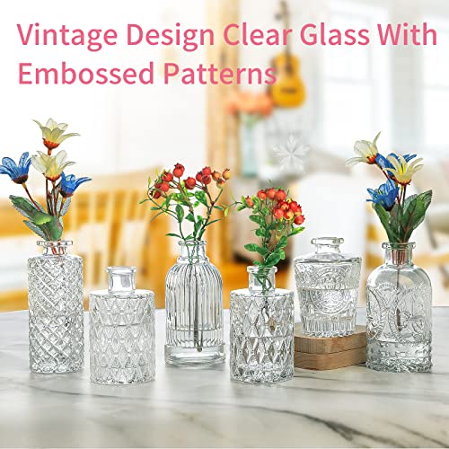 Vintage Flower Vase Set of 24, Clear Glass Bud Vases for Decor, Wedding, Party - color: Clear-24