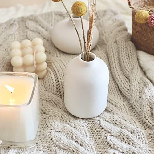 Carrot's Den - Set of 6 White Mini Ceramic Vases for Home Decor | Boho Bud Vases in Bulk for Dry Flowers + House Plants | Wedding, Home, Centerpiece, Modern, Japandi, Farmhouse, Minimalist