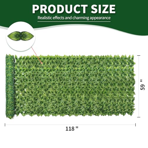 Artificial Ivy Privacy Fence Screen,59" X 118" UV-Anti Fake Leaves Plant Vine,Privacy Hedges Wall for Indoor Outdoor Garden Backyard Decor,Color Watermelon Leaves - color: Color Printing Watermelon Leaves, size: 59"x118"