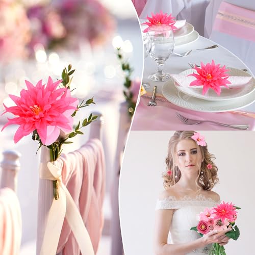 LACGO 48 PCS Artificial Flowers Heads Combo Rose Red Flowers Mix Silk Flowers Heads Pink Bulk for Craft Garland Graduation Cap Wedding Bridal Baby Shower Home Party Decoration DIY Cake Decor - color: Rose Red