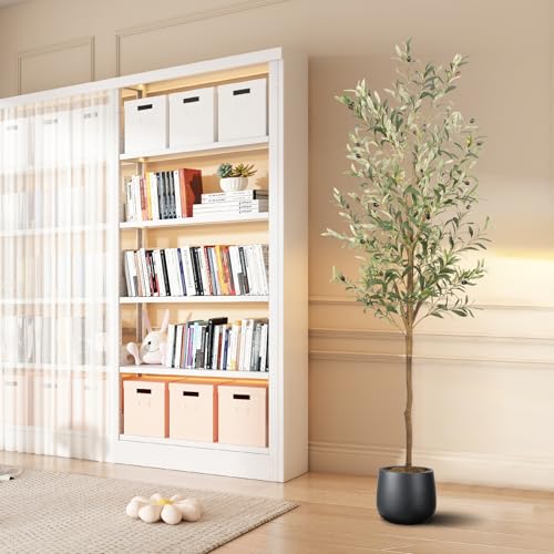 Artificial Fake Olive Tree 6FT Tall 1Pack Faux Silk Olive Tree for Home Living Room Office Decor Faux Artificial Plants Indoor Fake Potted Plants with Fruit & Free Moss - size: 6ft