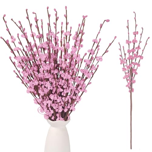 Wootkey 10 Pcs Long Jasmine Artificial Flowers Fake Flowers Dry Branches for Home Office DIY Floral Art Plant Mother's Gift Wedding Table Centerpieces Party Vase Decoration (Deep Pink, 10pcs-17.5'') - color: Macaron Pink, size: 10pcs-17.5''