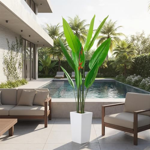 5.64 FT Artificial Paradise Bird Tree in Pot, Decorative Evergreen Faux Bird of Paradise Plant, Fake Tropical Traveler's Palm Tree, Indoor House Plants for Living Room Porch Entryway Office - size: 5ft 8in