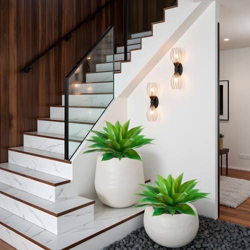 Artificial Agave Faux Agave Fake Greenery 18In Outdoor Artificial Plant Fake Plant for Indoor Home Decoration Plastic Plant Outdoor Decoration Front Porch Decor Simulation Tree 2Pack(Green) - color: 18"green