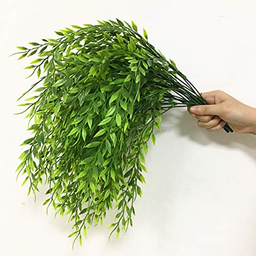 CATTREE Artificial Weeping Willow, Plastic Plants Greenery Leaves Fake Hanging Vine Faux Ivy Garland UV Resistant for Indoor Outdoor Garden Baskets Wedding Party Table Decor Decoration 4 Pack - color: Weeping Willow-4 Pcs