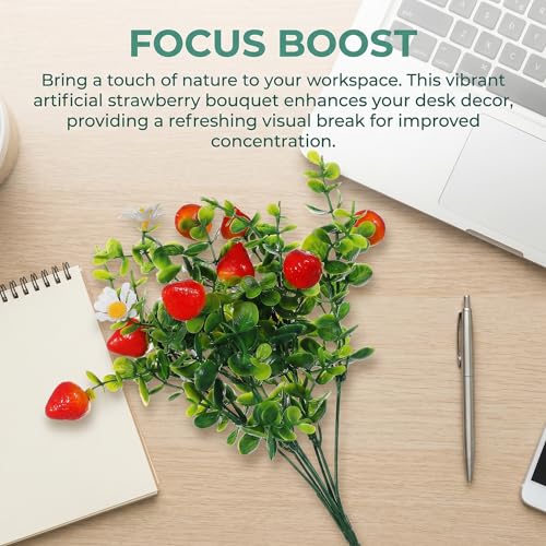 TOYANDONA 3 Pcs Artificial Eucalyptus Stems with Faux Strawberry Branches Realistic Greenery Bouquet for Home Decor Wedding Centerpieces Office and Party Decoration