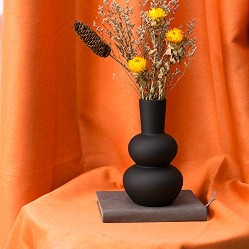 Black Ceramic Vase, Modern Vases for Pampas Grass, Matte Clay Vases for Wedding Decorative for Table, Living Room, Shelf, Bookshelf and Entryway Décor - color: B-black Small Vase