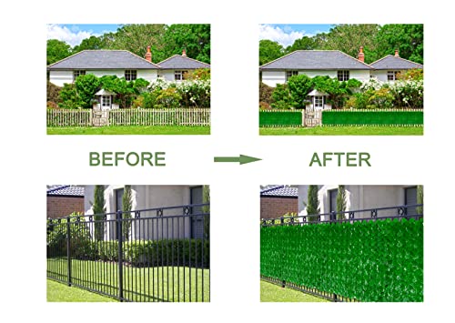 Bybeton 60" x 120" Artificial Ivy Privacy Fence Screen, UV Protected Faux Ivy Privacy Fence Roll, 50 Sq. Ft. Dense Greenery Wall Panels for Outdoor Patio, Garden, Balcony and Backyard Decor - color: Light Green - Vines, size: 60 x 120 in