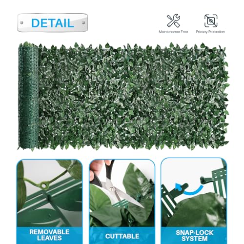Patio Paradise 39"x156"-1Pc Faux Ivy Fence Privacy Screen Artificial Greenery Wall Backdrop,Fake Grass Wall Panels for Outside Apartment Balcony,Vine Leaf Decor for Outdoor Patio Chain Link - color: Faux IVY Leaves- Dark Green, size: 39" x 156"