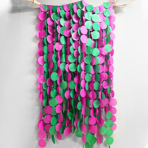 205 Ft Hot Pink and Green Party Decorations Circle Dot Backdrop Garland Tissue Paper Polka Dots Hanging Streamer for Witches Theme Birthday Baby Shower Bachelorette Wedding Engagement Party Supplies - color: Green Hot Pink