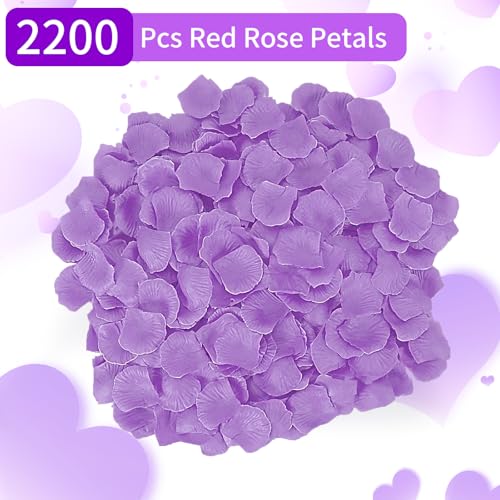 2200 Pcs Artificial Fake Rose Petals,Flower Petals for Romantic Night,Engagement, Party, Wedding, Event Flower Decorations, in Bulk(Purple) - color: Purple, size: 2200Pcs