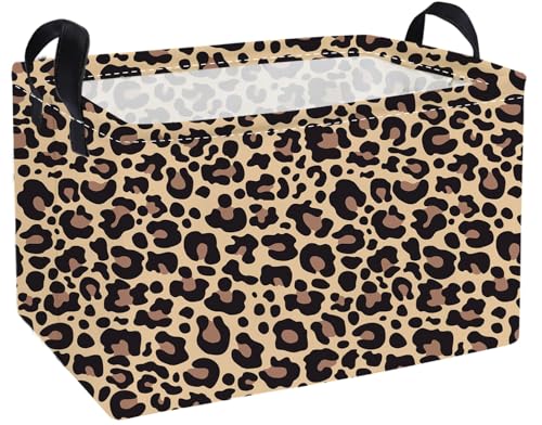Essme Rectangular Kids Baskets,Leopard Print Storage Box,Cute Basket for Kids with Handles for Room Decor, Book Bins,Shelf Basket.(Leopard Print) - color: Leopard Print