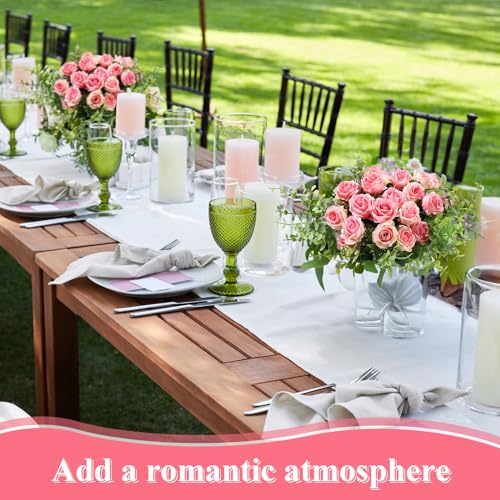 Zeyune 8 Pack 12 Inch Wedding Bouquets for Bride Bridesmaid Red Artificial Rose Bouquet Fake Silk Roses Flowers Bunches Bulk for Home Office Garden Parties(Pink) - color: Pink