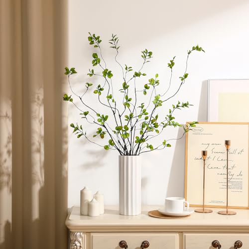 dallisten 38.5'' 4Pcs Artificial Greenery Stems Plants, Realistic Fake Ficus Twig Branches, Faux Leaf Spary Branches for Vase Filler Office Table Wedding Home Decor - color: Green