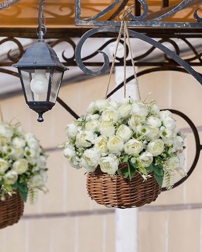 DuHouse 6 Packs Peonies Artificial Flowers,Fake Peonies Bouquet for Wedding Centerpiece Table Party Home Decor(Cream) - color: Cream