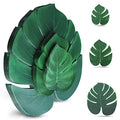 100Pcs Palm Leaves Artificial Tropical Monstera Plant Fake Leaves Safari Birthday Decorations,Jungle Theme Party Supplies,Faux Green Leaf for Hawaiian Luau Tiki Aloha Beach BBQ Table Decoration 3 Size