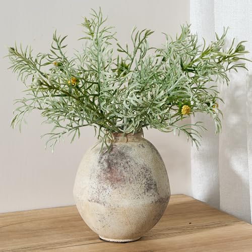 PORCER Ceramic Flower Vase, 6.22 Inch Rustic Farmhouse Vase Home Decor, Handcrafted Vintage Pottery Vase, Small Terracotta Vases for Living Room, Table, Shelf, Fireplace-Natural Brown - color: Natural Brown- 6.22"