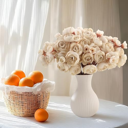24 Stems Artificial Ranunculus Flowers - 96 Bloom Faux Silk Ranunculus Bouquet for Wedding Decorations, Home Décor, Holiday Arrangements & Large Event Centerpieces (Beige) - color: Beige