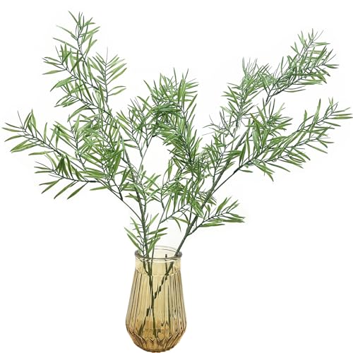 Artificial Plants Fake Plant Simulation Bamboo Leaf Tall 31 Inch, Faux Reed Plastic Leaves Faux Greenery Bushes Flexible Branches Stems for Indoor Outdoor Decor Wedding Party DIY Decoration - 2 Pack - color: (Tall) Bamboo Leaves - 2 Pack
