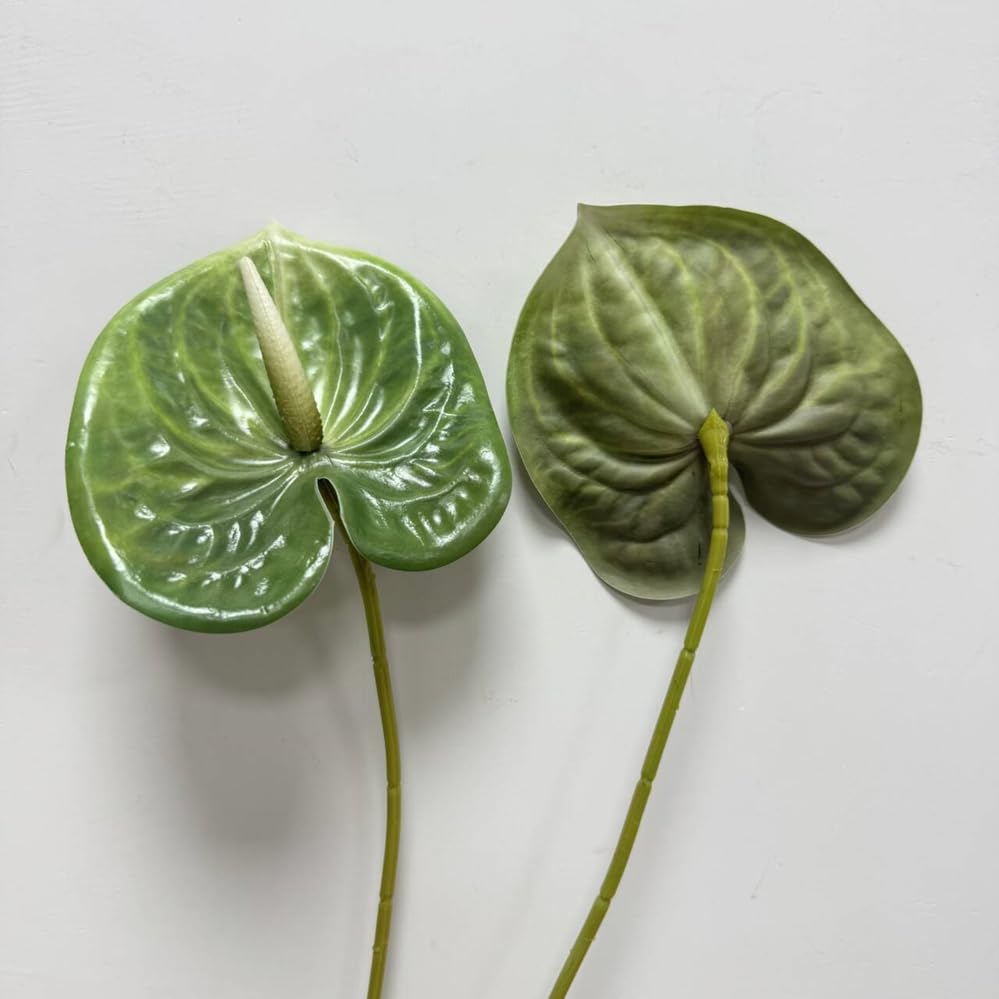 5 PC 24inch Artificial Anthurium Lily Flowers Permanent for Home Decor Bouquet and Green Leaf for Home Bridal Wedding Festival Party, Crafts, Store Decor Small Flower Bouquet Accessories (Dark Green) - color: Dark Green