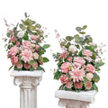 TINGE TIME Free-Standing Artificial Flower Set of 2, Table Centerpiece with Rubber Pad, Silk Fake Flower for Wedding Centerpiece Archway Aisle Welcome Entrance (DustyRose&Cream) - color: Dustyrose&cream