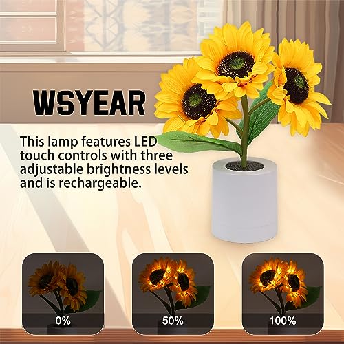 WSYEAR Sunflower Gifts for Women-Sunflowers Flower Lamp Night Light for Bedroom Decor,Valentines Day Birthday Gifts for Her Mom Wife Friends Girlfriend Teacher Grandma - color: SUNFLOWER