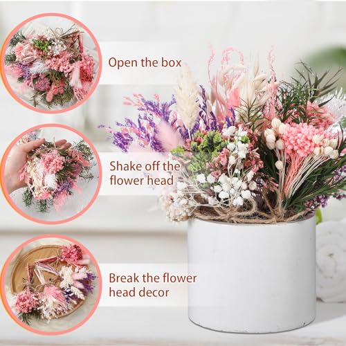 12/24 Pack Dried Flowers for Vase Various Mini Bouquet Dried Small Wildflowers Natural Real Flowers Bulk for Crafts DIY Wedding Decor (12, Pink) - size: Pink