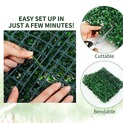 18 Pcs 24"x16" Artificial Grass Wall Panel, Neon Sign 16.5" x 12.2" with Dimmable Switch for Indoor Outdoor Patio Balcony Greenery Garden Privacy Fence Party Wedding Birthday Decor(Happy Birthday) - style: Happy Birthday