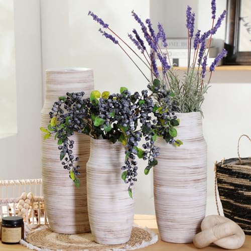 ALMA 17 inch Extra Tall White Ceramic Vases for Centerpieces Farmhouse Living Room Floor, Boho Pampas Grass Vase for Fireplace Mantel Decor, Modern Minimalist Rusic Floor Vase for Organic Home Decor - color: Cylinder-2-white-18"