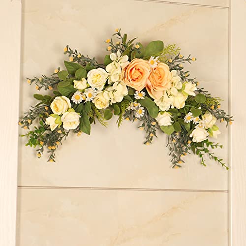 Artificial Chrysanthemum Floral Swag for, Realistic Arch Flower Hanging Arrangement for Home Decoration, Wedding, Party, Indoor and Outdoor use.