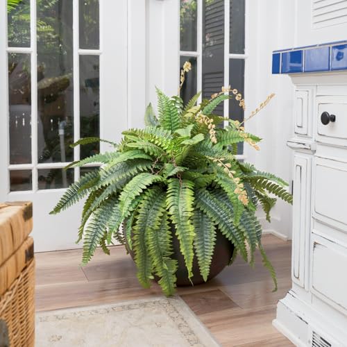 CQURE 45" Fake Ferns Artificial Plants Large,Set of 4 Artificial Boston Ferns Hanging Fake Plants for Outdoors Planter Home Garden Decor,60 Branches - size: 45'' 60 leaves-4pcs