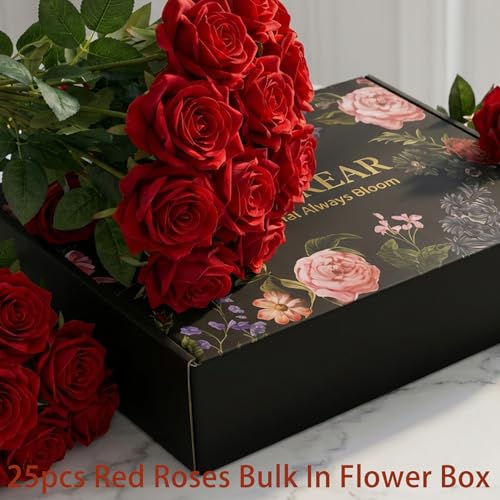 Red Artificial Roses Bulk,4in Large Fake Velvet Roses Faux Giant Flowers(50 - color: Red